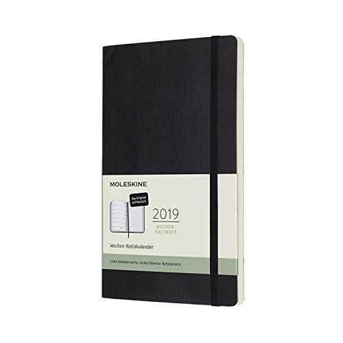 Moleskine 8058341719367 clásica – 12 meses Calendario semanal Alemán 2019, A5, tapa blanda, negro