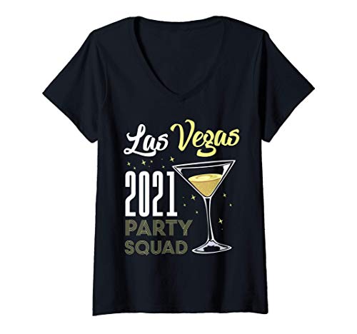 Mujer Las Vegas 2021 Party Squad Nevada Gambling Poker USA Casino Camiseta Cuello V