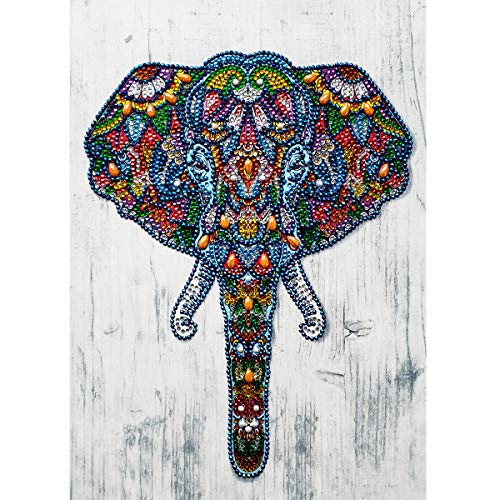 MXJSUA DIY 5D Forma Especial Diamante Pintura por número Kit Cristal Rhinestone Taladro Redondo Imagen Arte Artesanía Decoración de la Pared del hogar 30x40 cm Elefante de Color