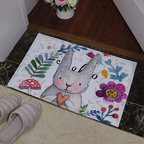 MYSdd Alfombra de baño Piso de Entrada Antideslizante Absorbente Olor Lindo Conejo Estampado Alfombra de baño Alfombra de Cocina Alfombras Tapete tapete - Flor púrpura, Aproximadamente 90x155cm