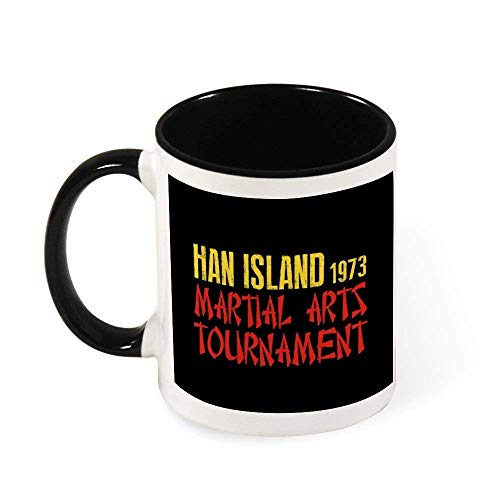 N\A Enter The Dragon Ham Island Torneo de Artes Marciales Taza de café de cerámica Taza de té, Regalo para Mujeres, niñas, Esposa, mamá, Abuela, 11 oz