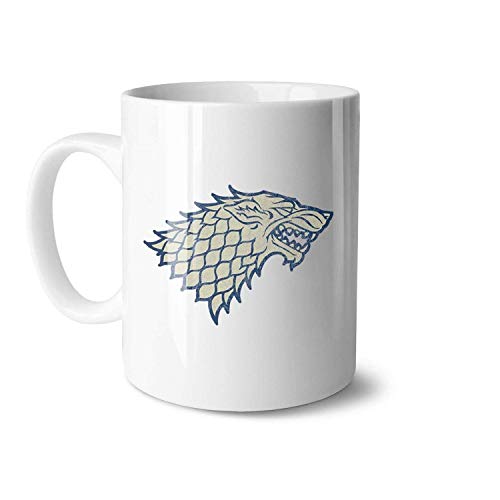 N\A uego de Tronos House Stark Tazas de café de cerámica Blancas adecuadas para Tazas de Dibujos Animados de Vacaciones de Gran tamaño