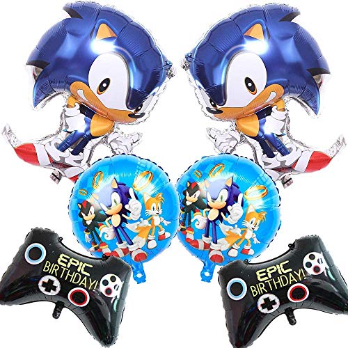 NALCY Sonic The Hedgehog Balloons - Juego de 6 globos de estaño para fiestas