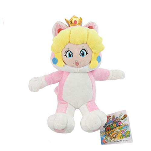 nanyin Super Mario Bros 3D World Neko Cat Princess Peach 22Cm, Figura De Juguete De Peluche Suave Linda