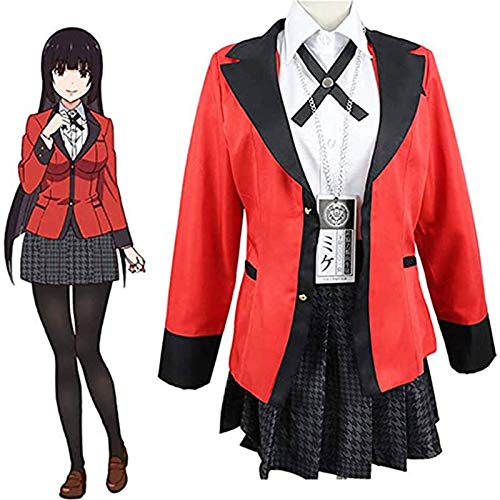 NDYD Traje de Anime 5pics niña Uniforme Conjunto jk JP Manga kakegurui yumeko jabami Cosplay Traje Traje Abrigo Compulsivo Jugador rol Jugando Rojo-x-Grande DSB (Color : Red, Size : Xxlarge)