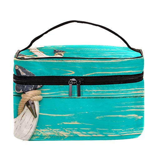 Neceser de Maquillaje Estuche Escolar para Cosméticos Bolsa de Aseo Grande Anchor Deck Blue Summer Ocean