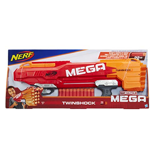 Nerf- Mega Twinshock, Color Negro, Naranja, Rojo (Hasbro B9894EU5)