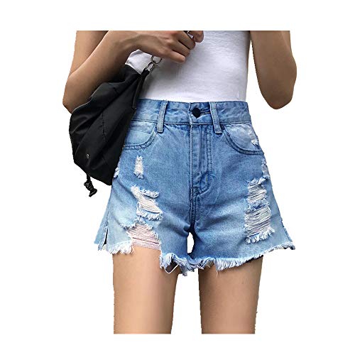 NOBRAND Tattered Denim Shorts Mujer Verano Suelto Talle Alto Burr Short Jeans Mujeres