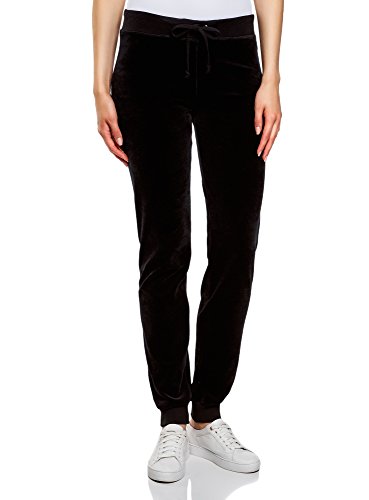 oodji Ultra Mujer Pantalones Deportivos con Cordones, Negro, ES 40 / M