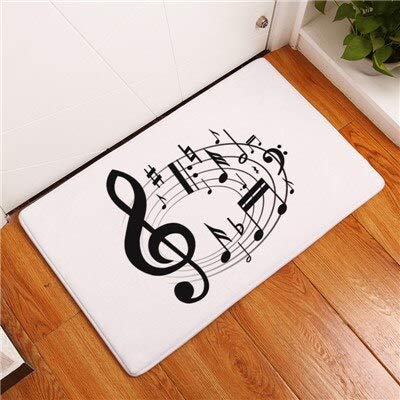 OPLJ Nueva decoración del hogar Felpudo Guitarra Piano Notas Alfombras Alfombras de Cocina Antideslizantes para el hogar Sala de Estar Tapetes A4 50x80cm