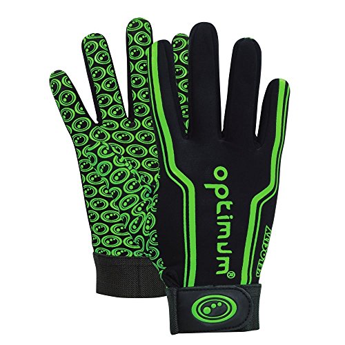 Optimum Velocity Guantes de Rugby Junior, Unisex Juventud, Negro/Verde, 2X-Pequeño