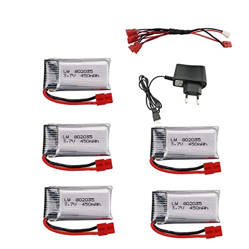 OUYBO 3.7V 450mAh Lipo batería for SYMA X15 X5A-1 X15C X15W RC aviones no tripulados de piezas de repuesto 3.7v 802.035 batería recargable y cargador Conjunto Accesorios de batería de piezas RC