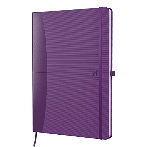 Oxford 100735230 Cuaderno Signature DIN A5, a rayas, 160 páginas para bolígrafo cierre de goma Diario Kladde Journal – Cuaderno, color violeta con scribzee Aplicación para digitalizar su Notas