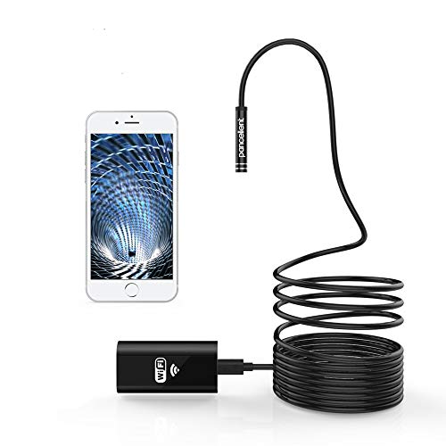 Pancellent WiFi endoscopio Wireless boroscopio 2.0 Mega Pixeles HD inspección cámara rígida Serpiente Cable (5 mediciones) para iOS iPhone Samsung Smartphone Android