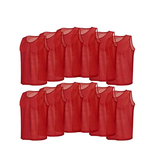 Paquete de 12 chalecos de malla para entrenamiento, chalecos de fútbol, ​​camisetas transpirables para adultos, chalecos de práctica para equipos de malla de nailon, camisetas Pinnies, para deportes,