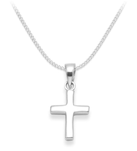 Para ropa de niños de plata de ley Collar con cruz a presión 35,56 cm plata de - diseño de corazones de presentación caja de regalo - Tamaño: 11 mm x 15 mm tamaño pequeño