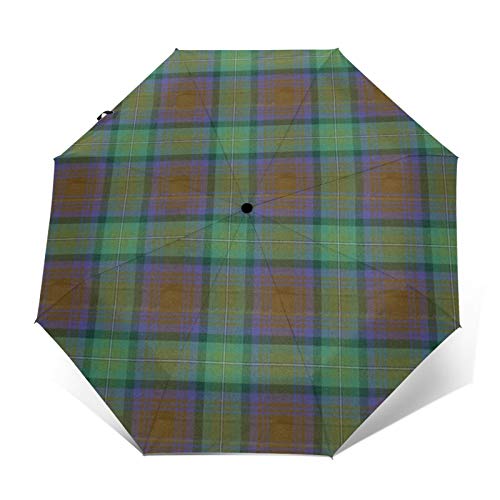 Paraguas automático triple plegable 3D exterior impreso Isla de Skye Tartán a prueba de viento protección UV paraguas para uso diario