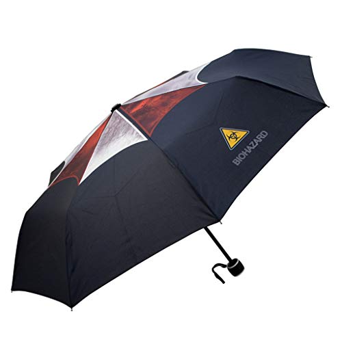 Paraguas Plegables Resident Evil Umbrella Summer Sunscreen Umbrella Bioquímica 6 Unisex Anime Tri-Folding Umbrella Paraguas Clásicos (Color : Black)