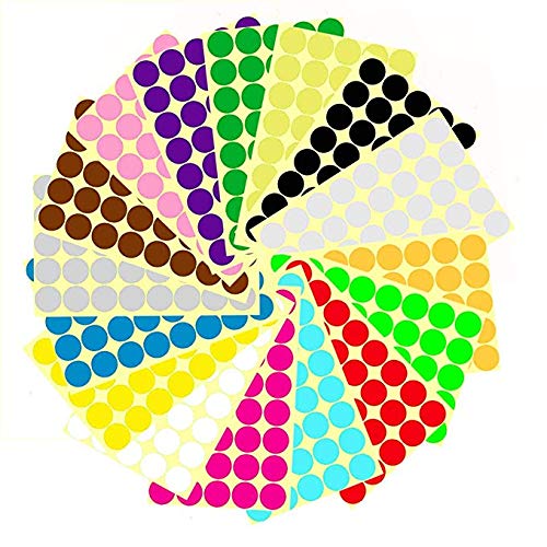 Pegatinas Redondas Colores de 16 mm,Etiquetas Adhesivas Redondas 14 Pegatinas de Etiquetas Autoadhesivo Imprimibles Manuscritas de Colores para Calendarios de Codificación de Colores 1512 Piezas