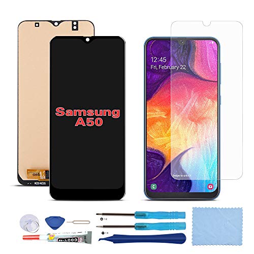 Pieza de Montaje de Reemplazo de Pantalla Digitalizador Táctil de Pantalla LCD para Samsung Galaxy A50 2019, con Herramientas, Protector de Pantalla