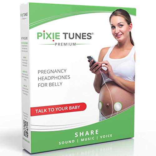 Pixie Tunes Sistema de bocinas Baby Bump para reproducir sonido, música y hablar con su bebé en el útero desde cualquier teléfono móvil, tableta y dispositivo de audio portátil. Blanco
