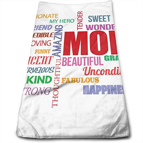 Polyester Cotton Ultra Soft Luxury，Colorful Words For Tender Devoted Strong Thoughtful Mom Unconditional Love，Ultra Soft Luxury Towels