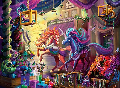 Puzzle 1000 Piezas Adultos Unicornio Divertido Rompecabezas de descompresión Espacial 38X26CM