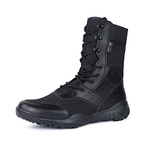 QUNLON Botas Transpirables Antideslizantes Resistentes al Desgaste tácticas Militares para Hombres Zapatos de Trabajo Ligeros de Combate en la Selva Black 43EU