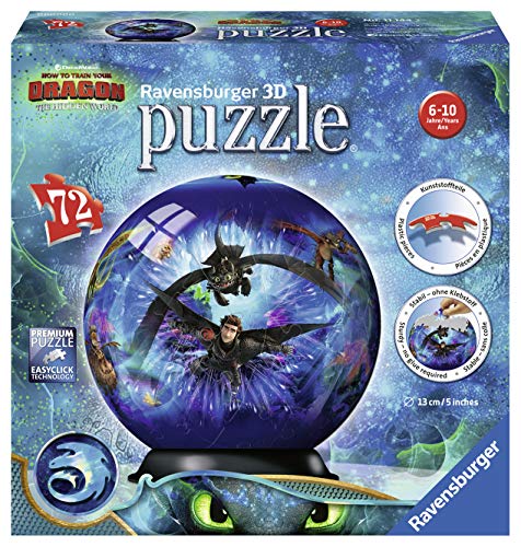 Ravensburger - Como Entrenar a Tu Dragon 3, Bola Puzzle 3D, 72 piezas (11144)