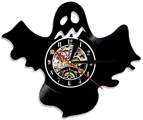 Reloj de Pared con Disco de Vinilo, Regalo Creativo para niños y niñas, Adolescentes, Amigos, diseño artístico único, Reloj de Pared de Vinilo de 12 Pulgadas (Fantasma de Halloween)