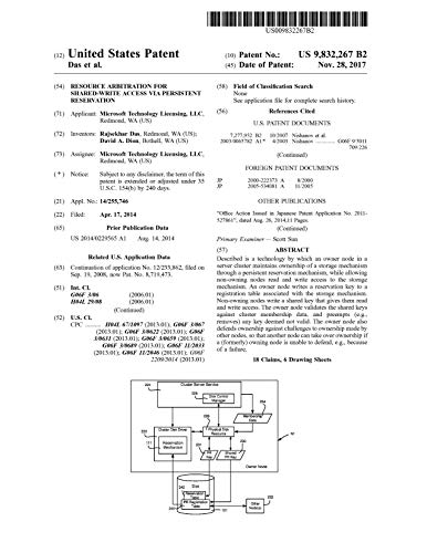 Resource arbitration for shared-write access via persistent reservation: United States Patent 9832267 (English Edition)