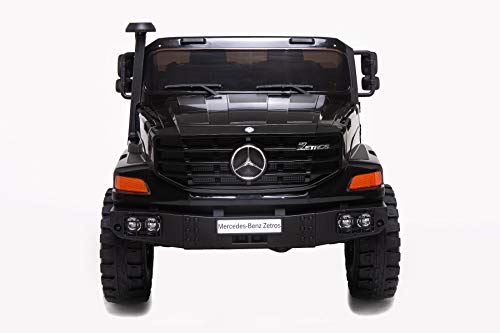 RIRICAR Coche de Juguete eléctrico Ride-On Mercedes-Benz Zetros 24V, Negro, suspensión en Las 4 Ruedas, 24V, 2 X 120W Motor, Freno eléctrico, Dos Asientos en