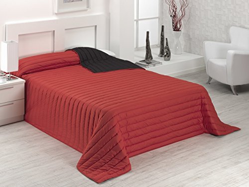 SABANALIA - Colcha Bicolor Multiuso Tutto (Disponible en Varias Medidas y Colores) - Cama 135, Rojo/Negro