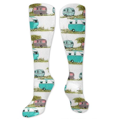 sdkjfg Calcetines Lets Go Camping Retro Travel Trailers Calcetines de compresión unisex Medias de múltiples patrones 3D para correr, atlético,