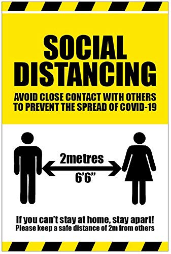 Señal de seguridad de PVC rígido con texto en inglés «If you can stay at home stay apart coronavirus «Social Distancing», de 300 x 400 mm