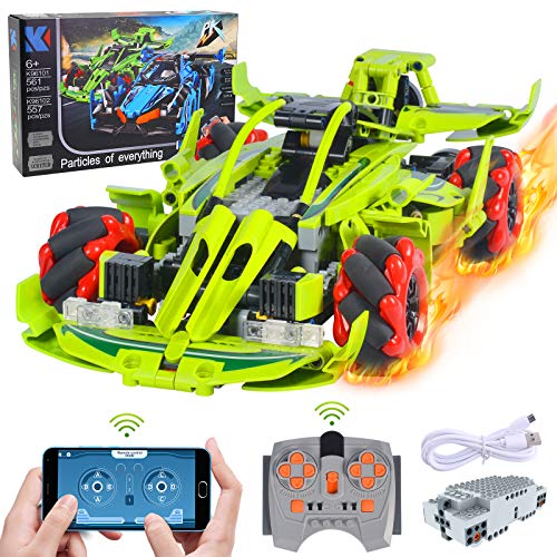 Set de Construcción Coche Controlado por App, GRESAHOM Stem Coches de Control Remoto, Vehículo 4x4 Teledirigido para Programar para Niños, Coche de Carreras Acrobático RC Giratorio de 2,4GHz