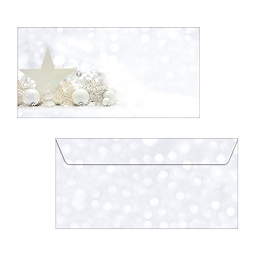 SIGEL DU041 Sobres navideños para Navidad, White Stars, formato DL (105x210 mm), 25 unidades