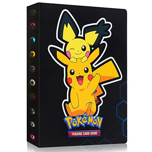 Sinwind Álbum Titular de Tarjetas Pokémon, Pokemon Album Cartas, Pokémon Álbum Titular de Tarjetas, Pokémon Carpeta Libro 30 páginas 240 Tarjetas Capacidad (Pikachu)