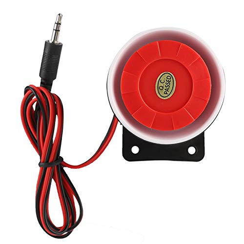 Sirena Cuerno, DC 12V Mini Cuerno de Alarma Rojo Sistema de Seguridad para el Hogar, Volumen de Alarma 105-123dB