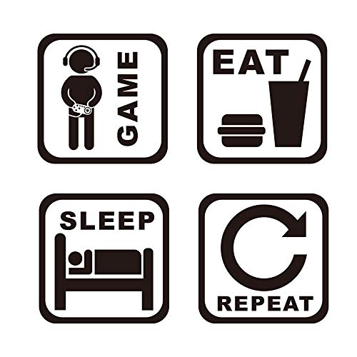 SITAKE Game Room Decor, "EAT SLEEP GAME REPEAT" Decoración de habitación de niños para dormitorio, decoración de pared para niños y pegatinas de pared, 22.0 × 22.0 pulgadas