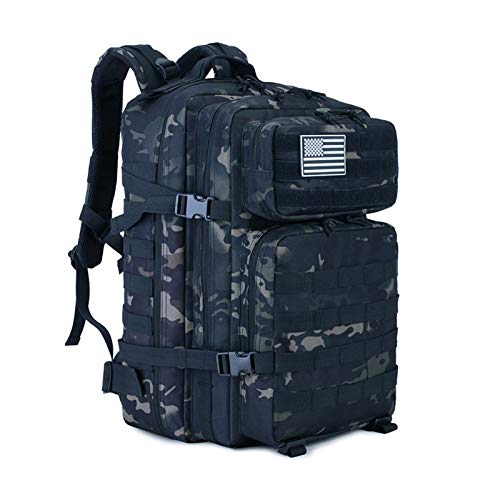 SJAPEX Mochila Táctica Militar 45L, Paquete de Asalto de Gran Capacidad para Utilidad Militar Bolsa de Emergencia, para Caza Senderismo Acampada Actividad al Aire Libre