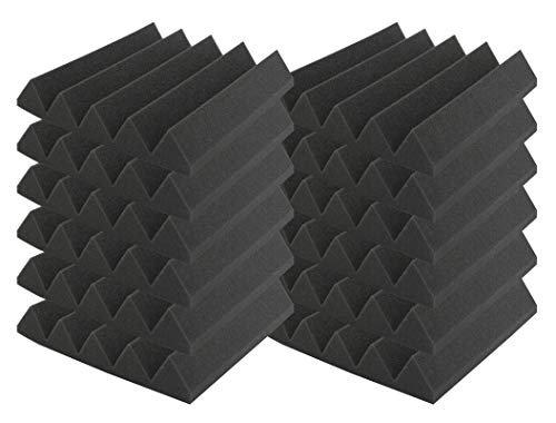 SK Studio Paquete de 12 Insonorización Espuma Absorción Aislamiento Acústica Paneles Tratamiento Conjunt Pared Para Podcasting Negro, 25x25x5cm