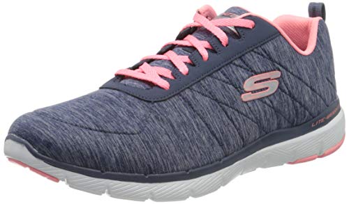 Skechers Flex Appeal 3.0-Insiders, Zapatillas Deportivas Mujer, Multicolor (NVCL Black & Gray Mesh/Black Trim), 40 EU