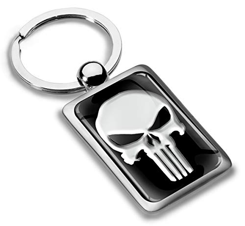 SkinoEu® Llavero de Metal 3D con Diseño de Calavera Skull Punisher, Regalo para Mujeres y Hombres KK 217