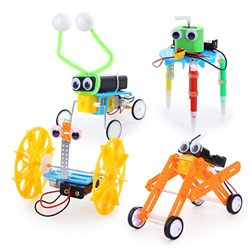 Sntieecr 4 Set Kit de Robótica para Niños, Kit de Construcción Robotica Educativa para Juguetes Electrónicos Stem Robots Bricolaje