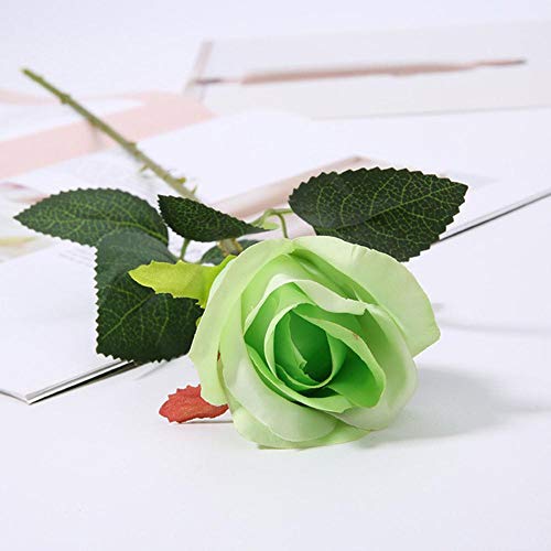 SSXCO 50cm Rosas Rojas de Seda Rosas Artificiales Flores Blancas Brote Flores Falsas para el hogar Regalo de San Valentín Decoración de la Boda Decoración Interior, Brote Verde, 20 Piezas