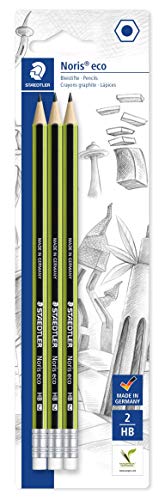 Staedtler Noris Eco 18230HBBK302 HB Lápiz con goma de borrar Tip (Pack de 3)