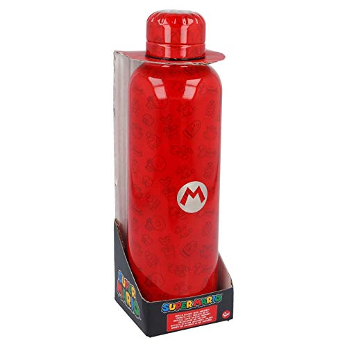 Super Mario | Botella de Agua Reutilizable de Acero Inoxidable | Cantimplora Termo con Doble Aislamiento para 12 Horas de Bebida Caliente y 18 Horas de Bebida Fría - Libre BPA - 515 ml