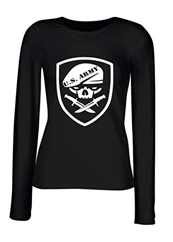 T-Shirt para Las Mujeres Manga Larga Negra FUN3997 us Army Rangers