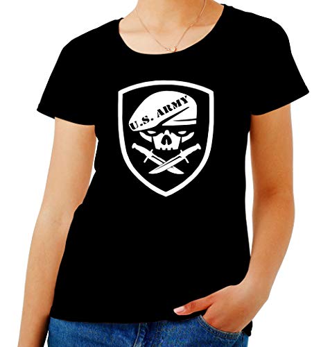 T-Shirt para Las Mujeres Negro FUN3997 us Army Rangers